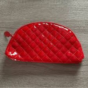 Ipsy Hot Red Quilted Patent “Kiss” Cosmetic Bag- Brand New